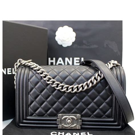 chanel black lambskin new medium boy bag|Chanel 11.12 bag price.